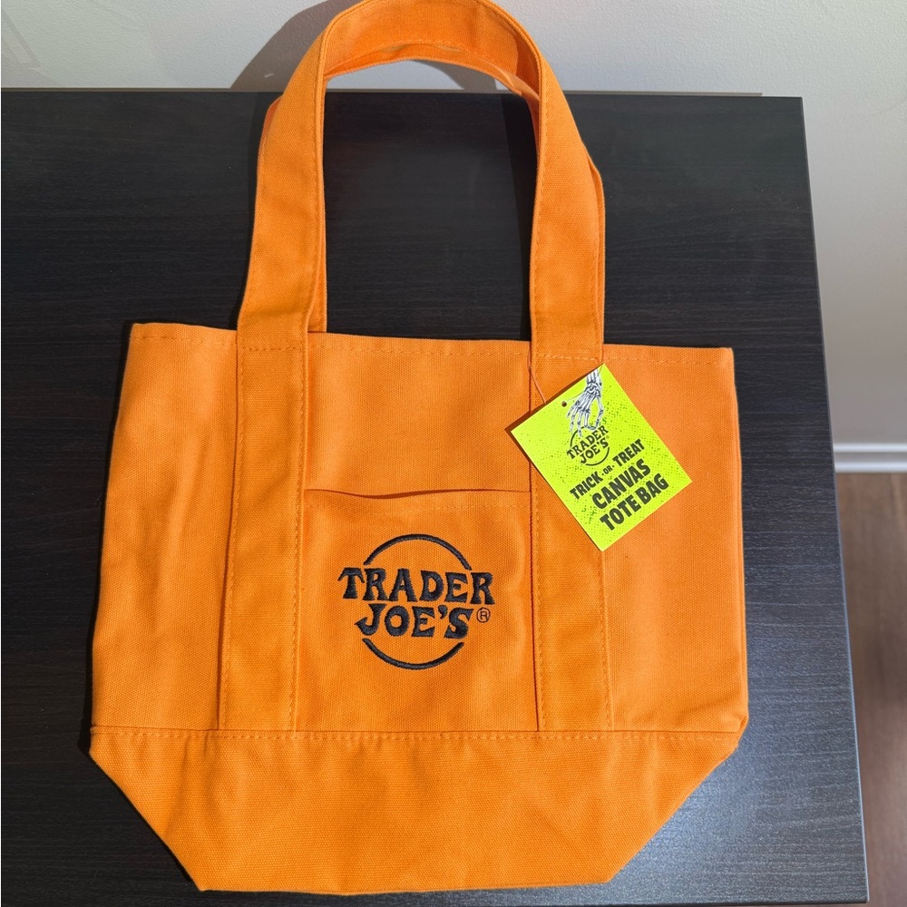 NWT Trader Joe's Halloween 2025 Orange Mini Canvas Tote Bag